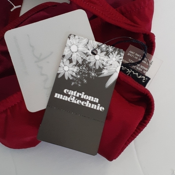 Catriona Anika Swim African Gold Hoop Deep Red Burgundy Bandeau Bikini Set - Picture 10 of 10